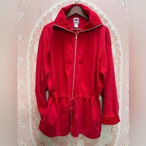 Moratti Red Cotton Zip-Up Jacket Sz L